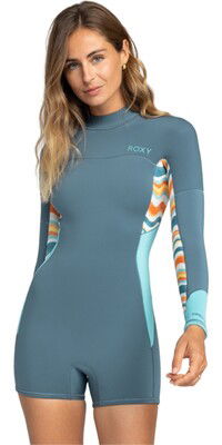 2024 Roxy Frauen Swell Series 2mm Langrmel Rckenreiverschluss Shorty Neoprenanzug ERJW403054 - Starglazer