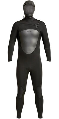 2024 Xcel Mens Axis 5/4mm Chest Zip Hooded Wetsuit MT54ZXH0 - Black