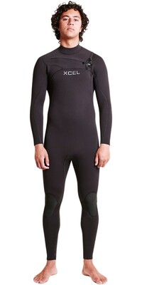 2024 Xcel Mens Comp+ 4/3mm Chest Zip Wetsuit MN43CPC4BK - Black