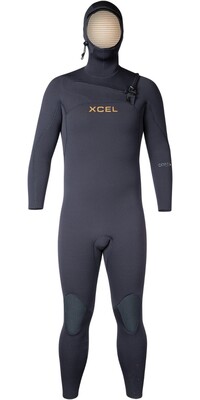 2024 Xcel Mens Comp+ 4/3mm Hooded Chest Zip Wetsuit MN43CPH4 - Black