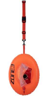 2024 ZONE3 Recycled On The Go Schwimmen Sicherheitsboje SA24OGSB113 - Hi-Vis Orange