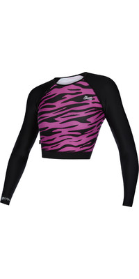 2021 Mystic Damen Diva Crop Rash Vest 210269 - Schwarz / Pink