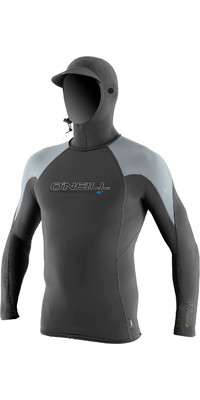 2024 O'neill Mens Premium Skins O'zone Long Sleeve Hooded Rash Vest 4951 - Graphite / Cool Grey / Ocean