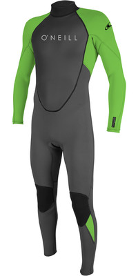 2024 O'Neill Mens Reactor II 3/2mm Back Zip Wetsuit 5040 - Graphite / Dayglow