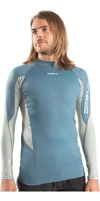 2024 Gul Mens Xola Long Sleeve Rash Vest Rg0339-b9 - Blau / Grau