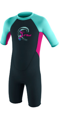 2024 O'Neill Toddler Reactor 2mm Back Zip Shorty Wetsuit 4867 - Slate / Berry / Seaglass