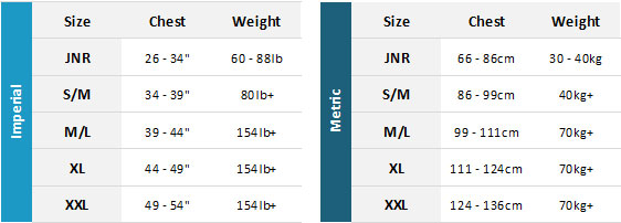 Crewsaver BA 19 0 Size Chart