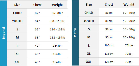 Gill Marine BA 19 0 Size Chart