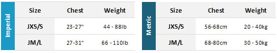 Palm Junior BA 19 0 Size Chart