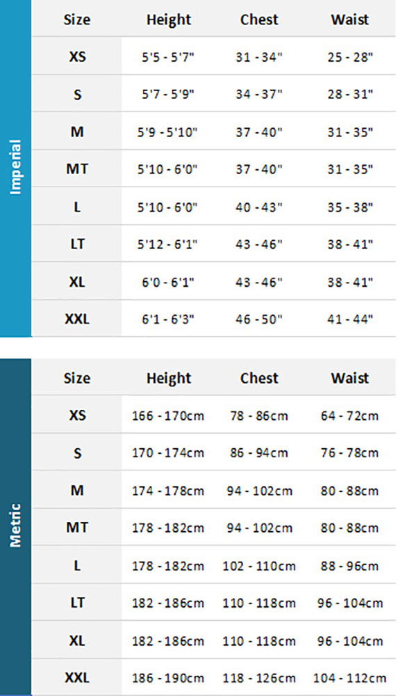 Palm Mens Wetsuits 19 Mens Size Chart